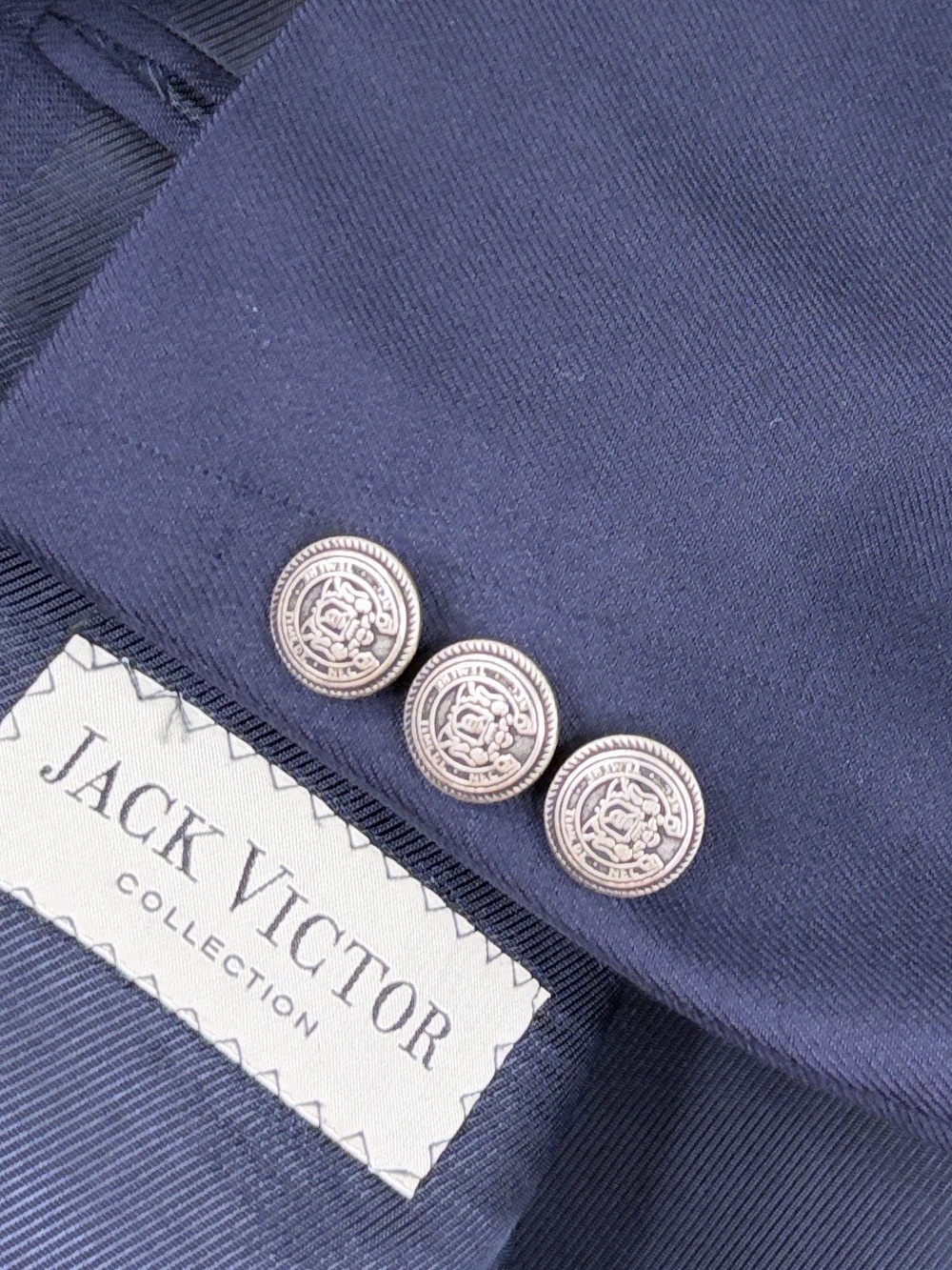 Jack Victor Sport Coat Mens 44L Navy Blue Wool Hopsack Made in Canada Blazer